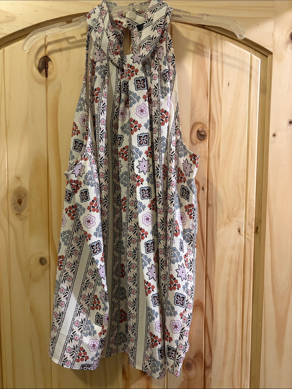 Ann Taylor Cream Floral Print Halter Skirt with Pink and Blue Accents
